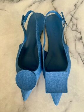 Denim Pointed Slingback denim flat